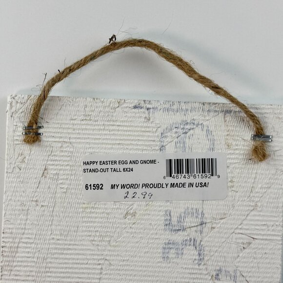 Happy Easter Egg and Gnome Stand-Out Vertical Sign Hanging Rope Siding Board 24" - Picture 4 of 6